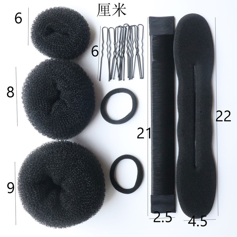 17-piece hair accessories tool set, ball head donut hair styling tool, sponge hair braider, snap ring hair ring, accessible luxury
