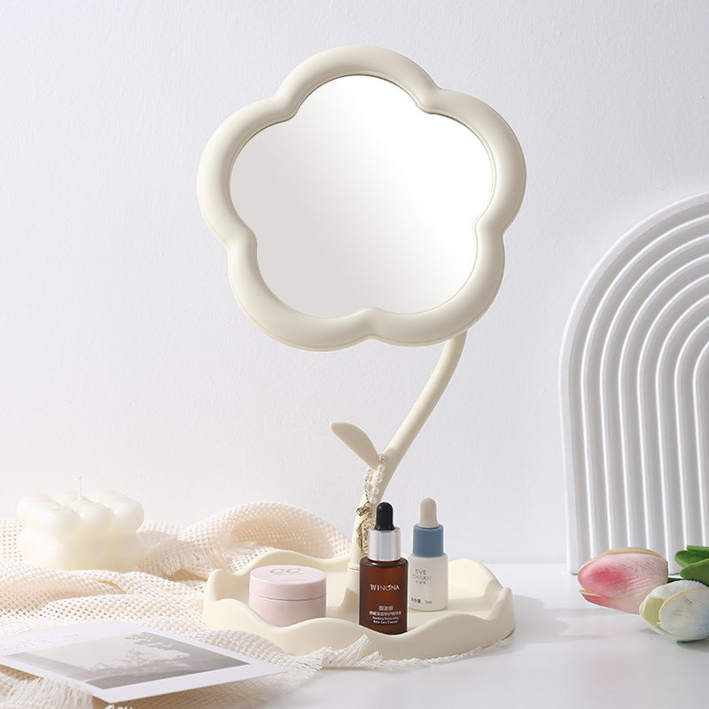 Floral makeup mirror - cute & chic desktop vanity mirror for girls, perfect for dorms, portable storage, and home use