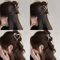 Half-tied hair cut out metal medium-sized gripper for women's high ponytail exquisite back hairpin classy elegant shark clip