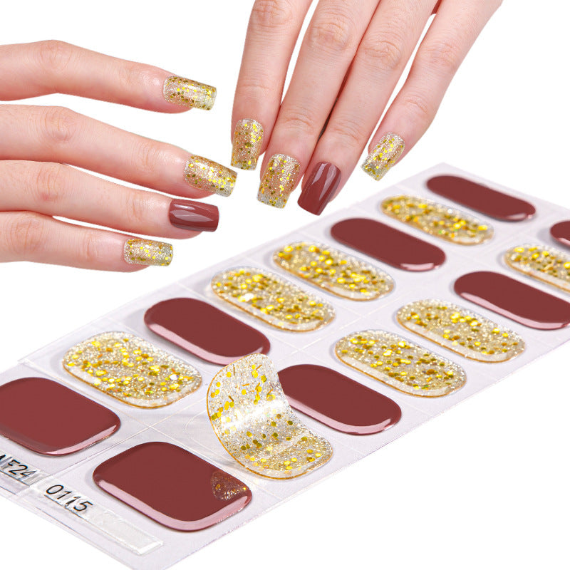 Zhengxiang personalized gel manicure stickers onion powder jumping color nail polish film korean uv photo lamp hardening semi-cured nail stickers