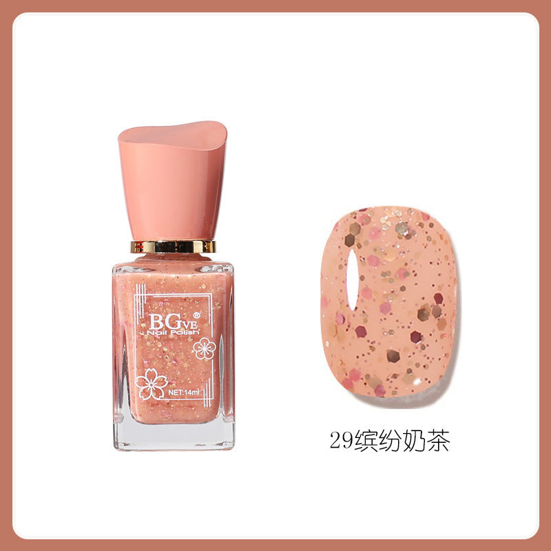 Oil-based nail polish, no-bake micro-gel, scented nail polish, long-lasting, quick-drying, nude color, non-peelable, nude color, sparkling nail polish