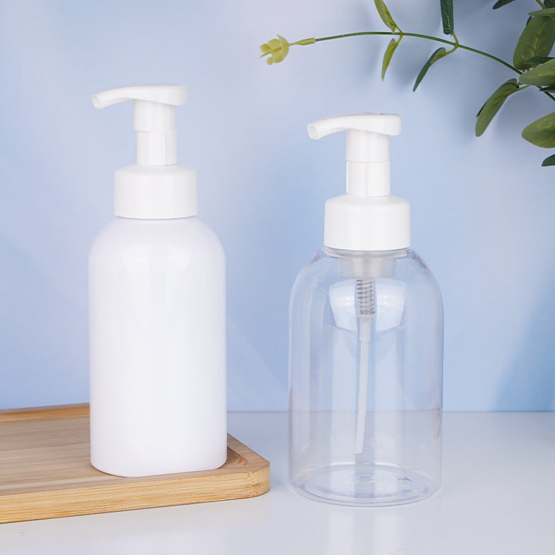 Pet 500ml foaming pump head hand soap bottle empty plastic bottle for dispensing facial cleanser foam custom bottle