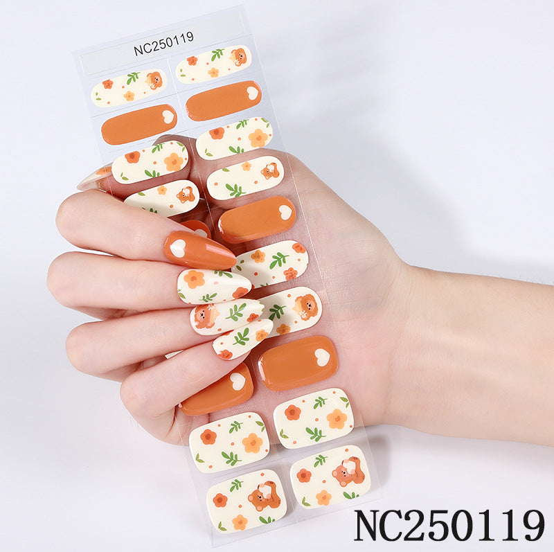 Zhengxiang factory customized gel nail art stickers waterproof fashion flash uv semi-baked semi-cured nail stickers gel nail