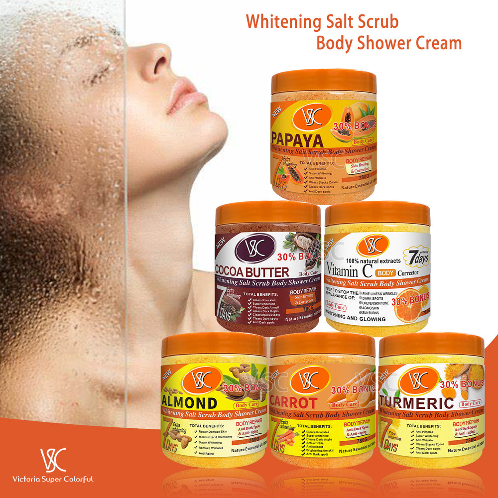 turmeric body scrub - softens cuticles, removes keratosis pilaris (chicken skin), moisturizes, brightens skin, cleansing bath & shower salt, 780g