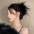 Pure desire ins style ostrich feather hairpin, back of the head, hair clip, headwear, shark clip, super fairy, high-end hair accessories