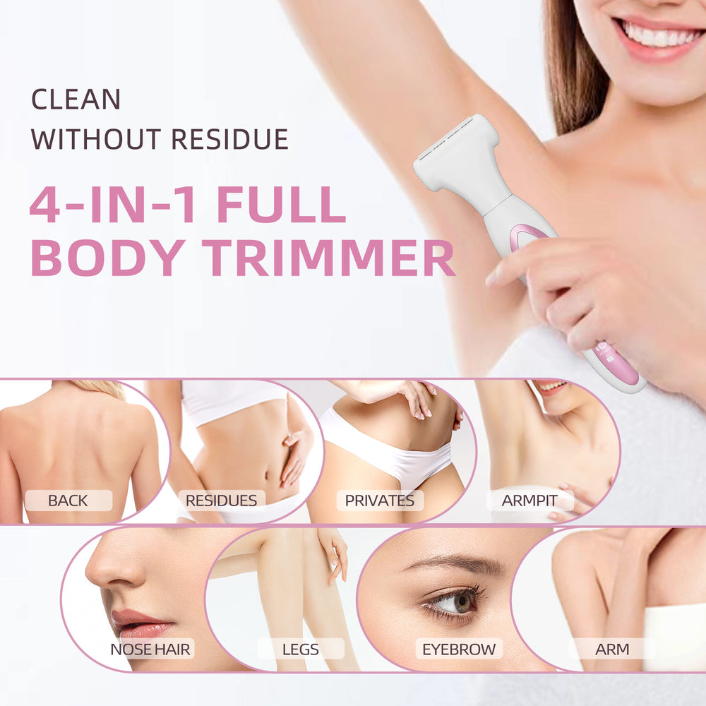 Four-in-one women's shaver, private hair removal trimmer, private pubic hair shaver, nose hair electric trimmer