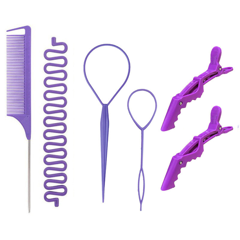 hot-selling hair styling tool suit steel needle tip tail comb hook hair comb comb hair pulling needle hair braider crocodile hair clip