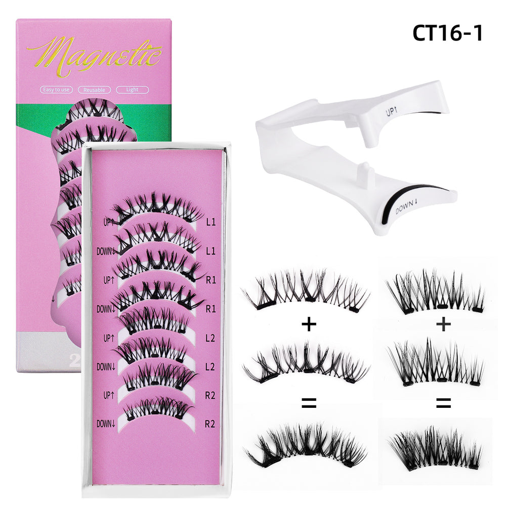 new product magnetic false eyelashes 2 pairs european and american upgraded positioning magnetic eyelashes a whole box flatness wholesale