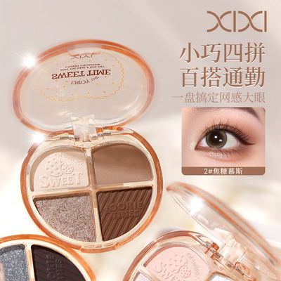 Cosmetic xixi heart's story four-color eyeshadow palette - shimmering pearls, fine glitter, highlighting, under-eye brightening, earth tones