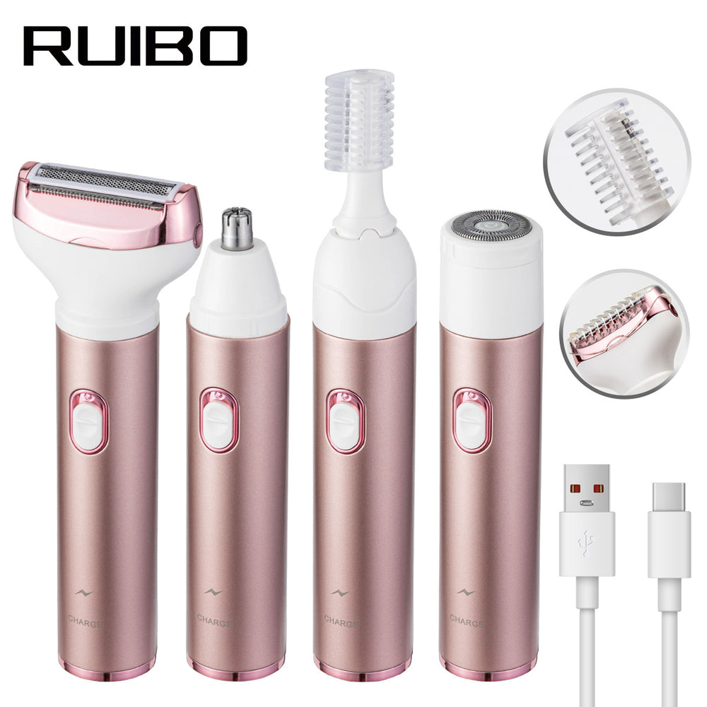 Four-in-one women's private parts shaver, electric armpit hair removal device, trimmer, private hair removal razor, eyebrow trimmer