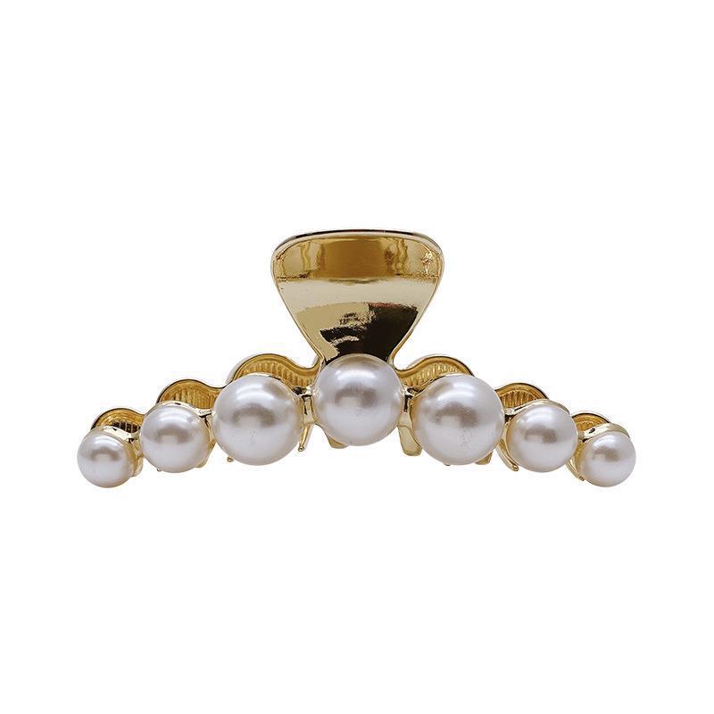 Metal pearl clip headband hair claw simple side clip retro back of head elegant claw clip women's fashion hair clip hairpin