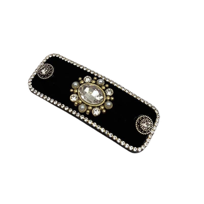 Classy diamond-encrusted flocking round hair clip classy side bangs clip retroelegant hair accessories bb clip bangs clip