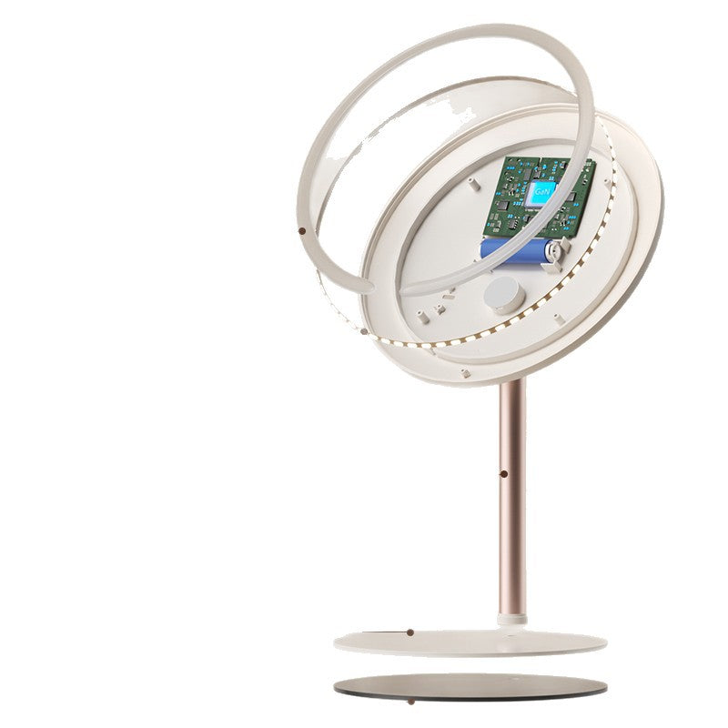 Led makeup mirror with light - desktop tabletop for home, student dorm, office - halo light, home storage, plastic mirror