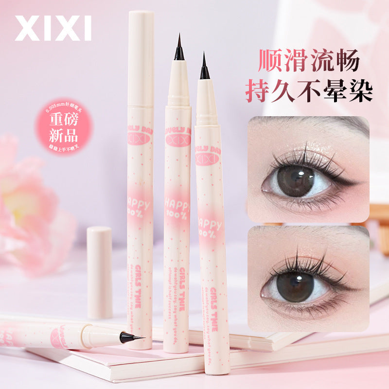 Xixi slim and easy-to-control color-developing eyeliner, ultra-fine tip, quick-drying, waterproof, anti-sweat, non-smudge, outlines the lying silkworm