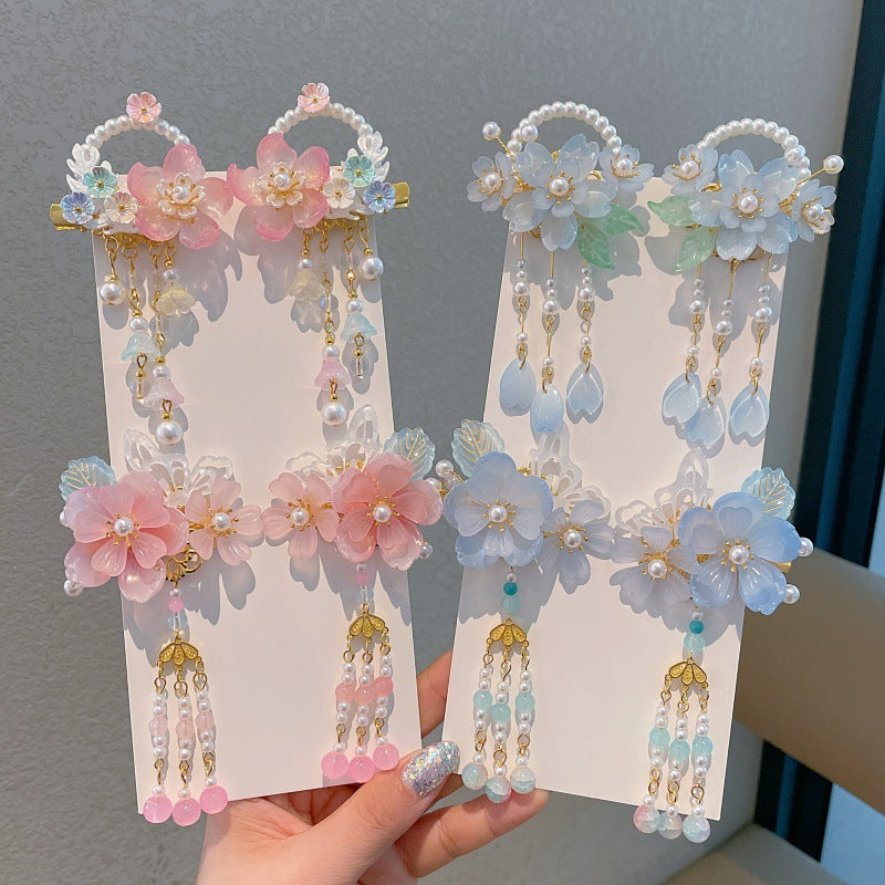 Ancient style hair accessories kidshan dynasty headwear girl ribbon hairpin chinese style costume little girl tassel step shake hairpin