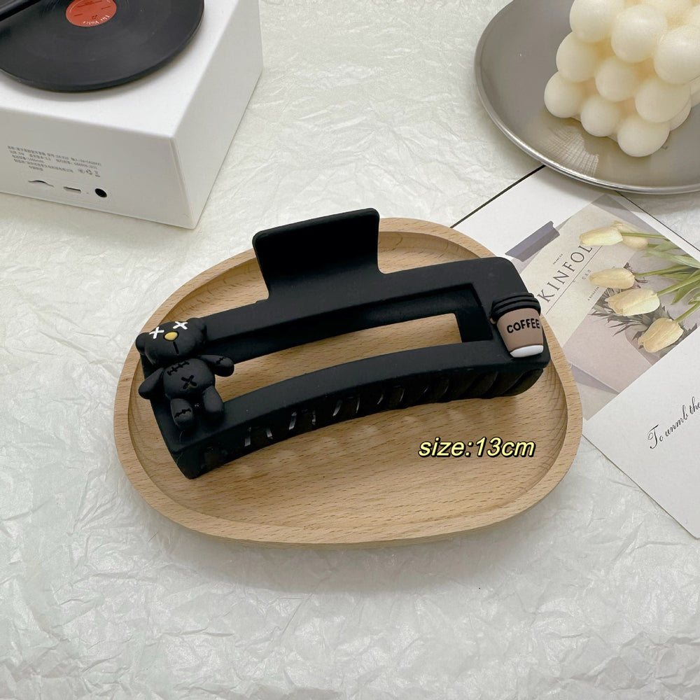 Xiaoxiangfeng black and white elegant gripper letter contrast color shark clip hairpin large frosted back of head hair accessories hairpin