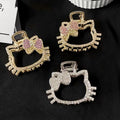Girly heart diamond kt cat metal clip back head hair shark clip k-style half-tied hair cat hair clip headwear