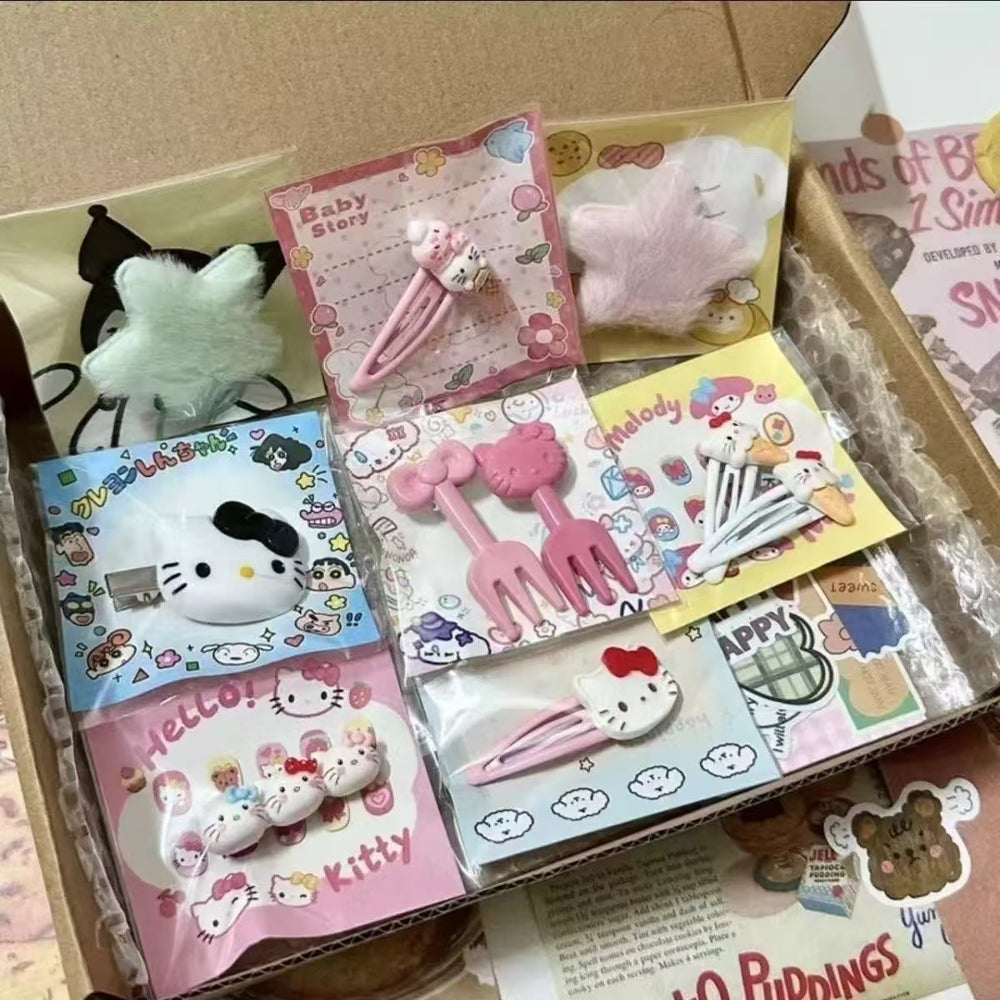 Cute custard bear series hair clip set - sweet & girly bang clips & high-elastic hair ties wholesale