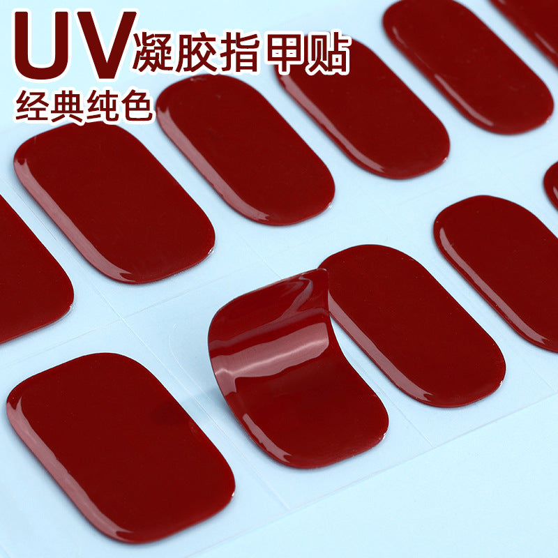Zhengxiang factory customized korean solid color gel nail stickers uv light therapy semi-cured nail art stickers wholesale amazon