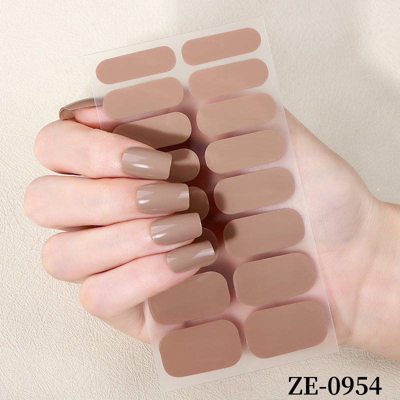 European and american new solid color nail art stickers, full cover nail polish film, designer logo stickers, candy iridescent sweet style