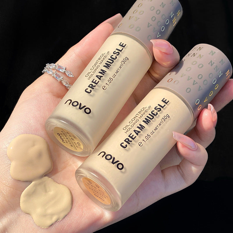 Novo shimmer cream foundation - concealing, acne-proofing, brightening, long-lasting, oil-control, hydrating, dewy finish