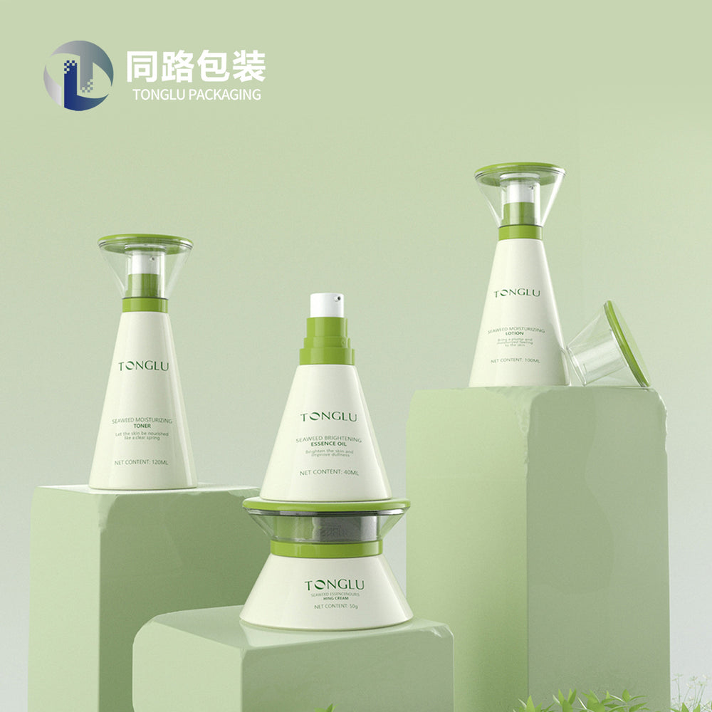 Ready-to-ship skincare triangular frosted spray bottle 120ml, premium lotion/serum empty bottle, 50g cream/gel glass jar