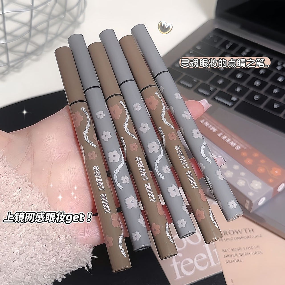 Sweet mint floral eyeliner - ultra-fine tip, waterproof, sweat-proof, smudge-proof, lower lash definition