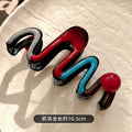 Red and blue contrast color hair clip shark clip hair clip for women's back of head wavy pearl classy clip hair accessories