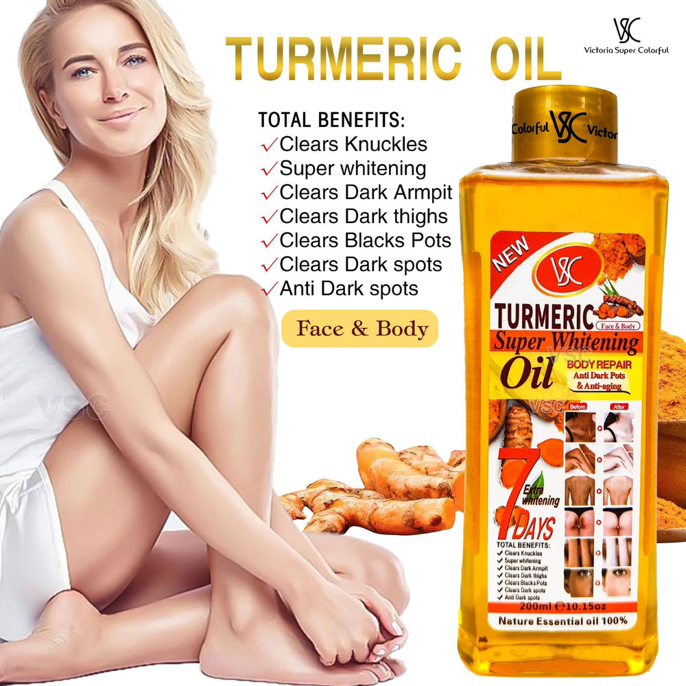 7-day repair and brightening vc essential oil, moisturizing and meridian-tongue turmeric essential oil, whole body massage almond massage oil 200ml