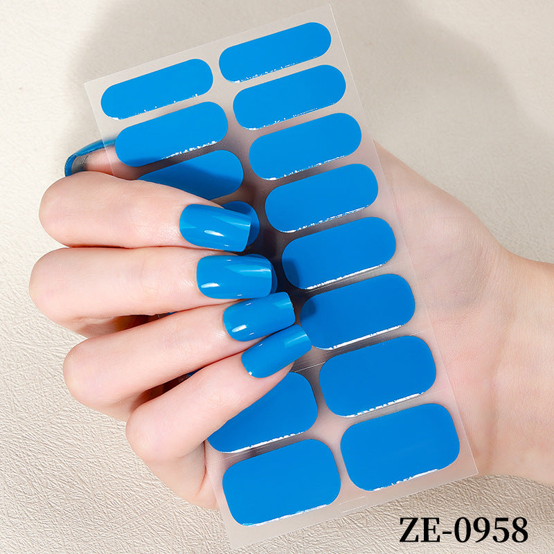 European and american new solid color nail art stickers, full cover nail polish film, designer logo stickers, candy iridescent sweet style