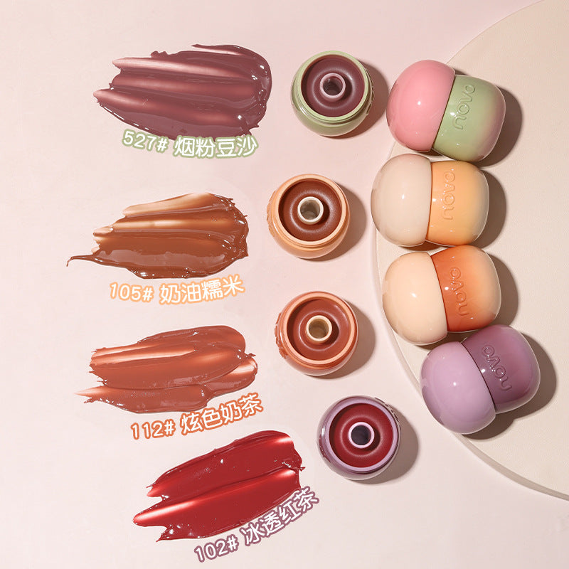 Novo little mushroom milk jar lip jelly lipstick - hydrating, moisturizing, fades lip lines, creates a glassy, mirror-like, dewy lip glaze