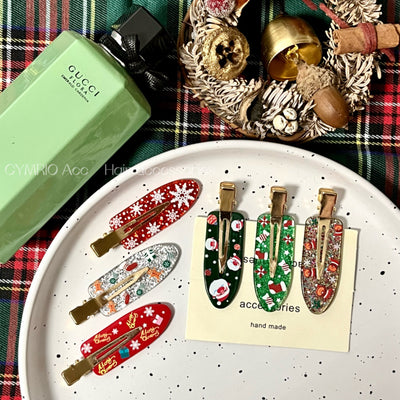 European and american cross-border christmas hairpins, bangs, side hairpins, broken hair duckbill clips, seamless edge clips, hair accessories wholesale