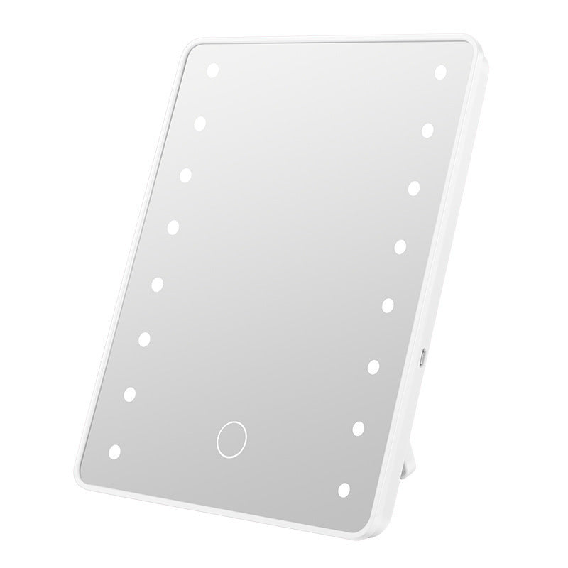 Led makeup mirror with light, desktop home vanity mirror, tabletop sensor folding plastic storage home glass mirror