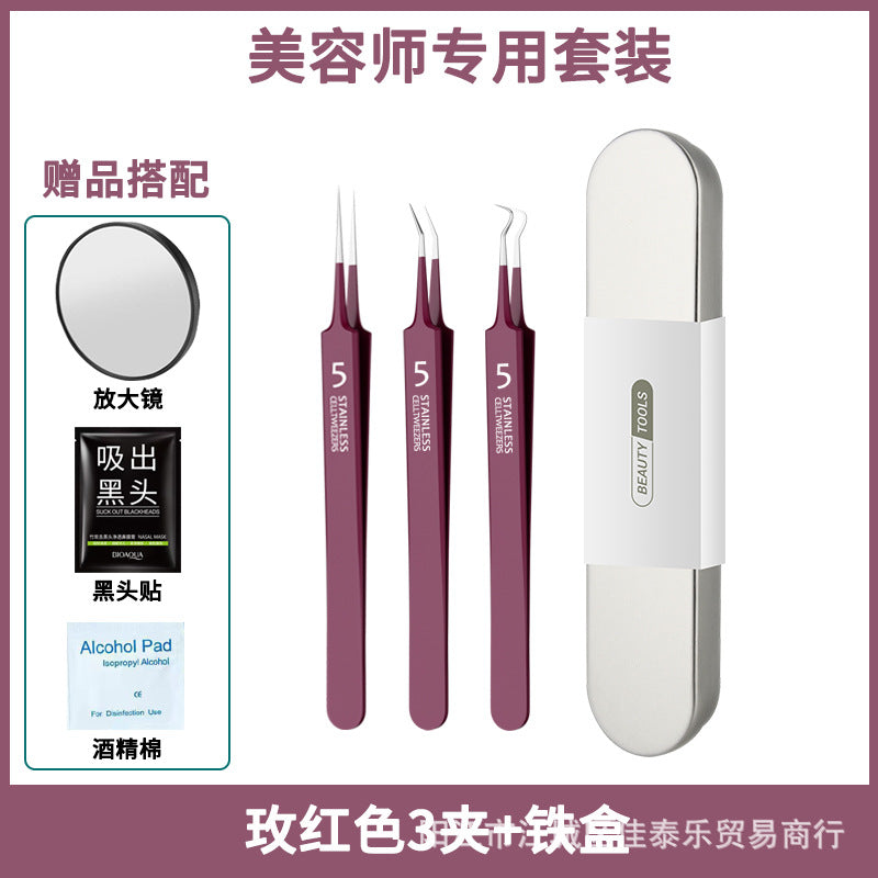 Manufacturer's ready-made rose red acne needle cell clip suit acne removal acne needle tweezers acne needle scraper blackhead tool