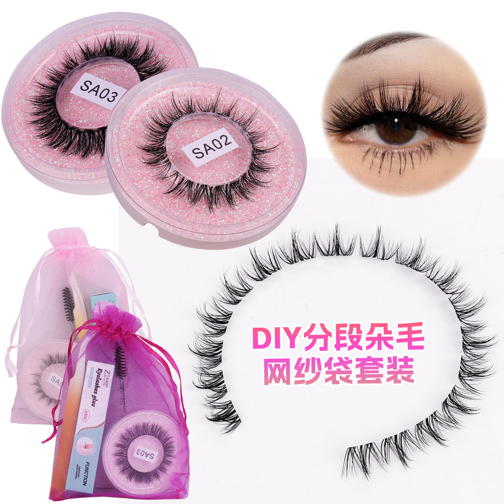 hot-selling full strip pair, mixed natural thick and curly false eyelashes, european and american versatile eyelash glue style
