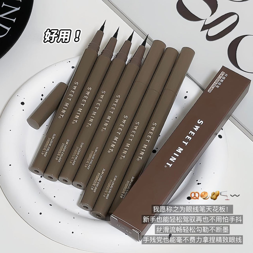Makeup sweet mint slim eyeliner for women, ultra-fine soft head, waterproof, anti-sweat, non-smudge, lying silkworm eyeliner pen