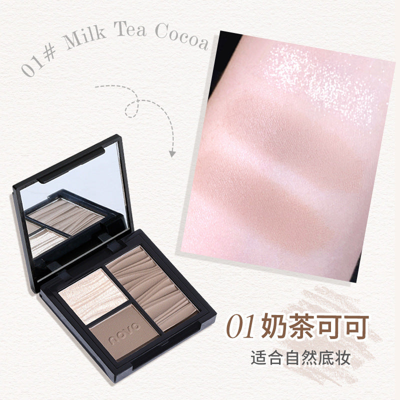 Novo sculpting multi-effect tri-color contour palette - all-in-one face sculpting, highlighting, contouring, and nose shadow palette for women