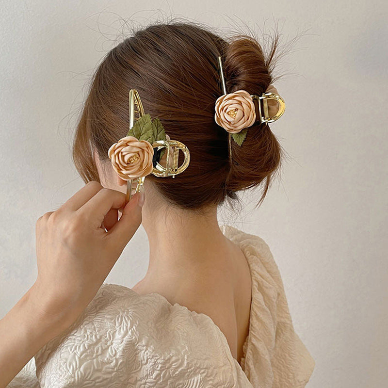 Flower french hair clip ins girl hairpin wholesale shark clip new hair clip female back of head elegant clip