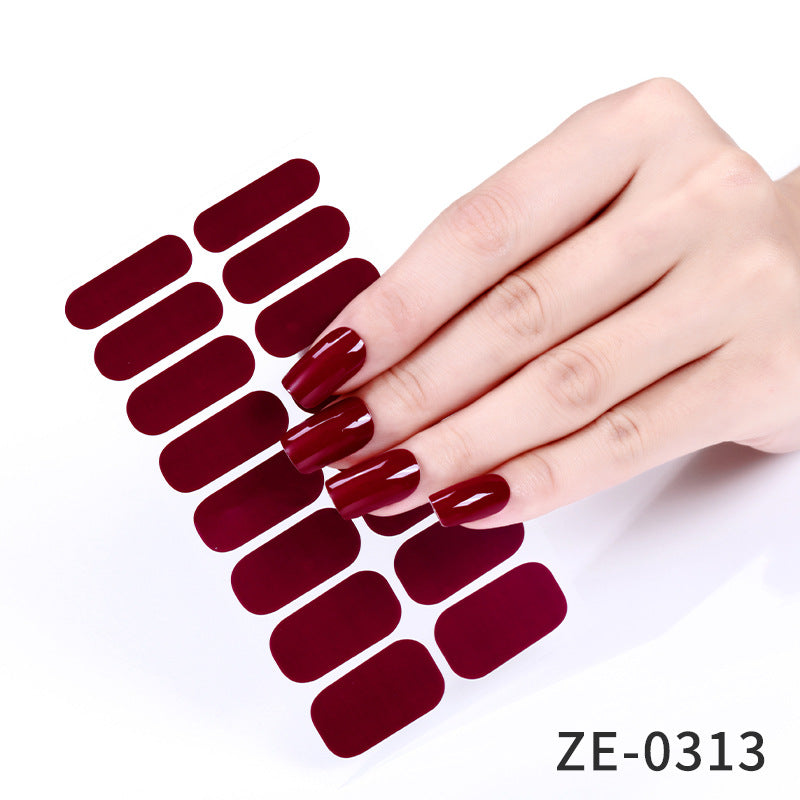 European and american new solid color nail art stickers, full cover nail polish film, designer logo stickers, candy iridescent sweet style
