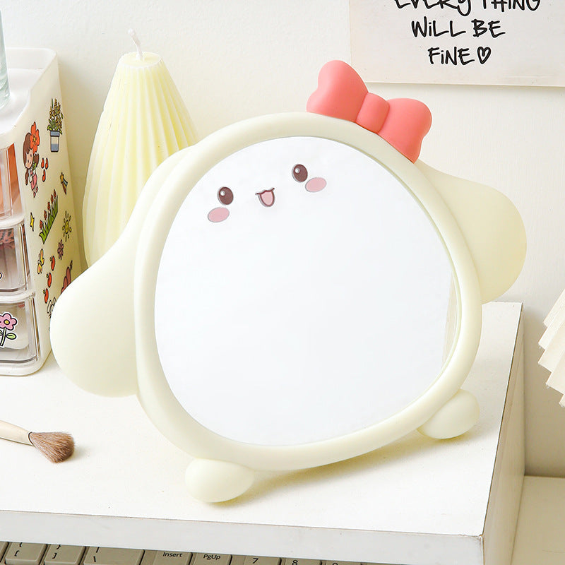 Desktop plastic desktop foldablefor home milk cute bows portable storage makeup mirror beauty mirror home mirror