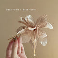 Dead leaf butterfly chiffon flower bead hairpin elegant tassel u-shaped hairpin new chinoiserieclassy hairpin fairy