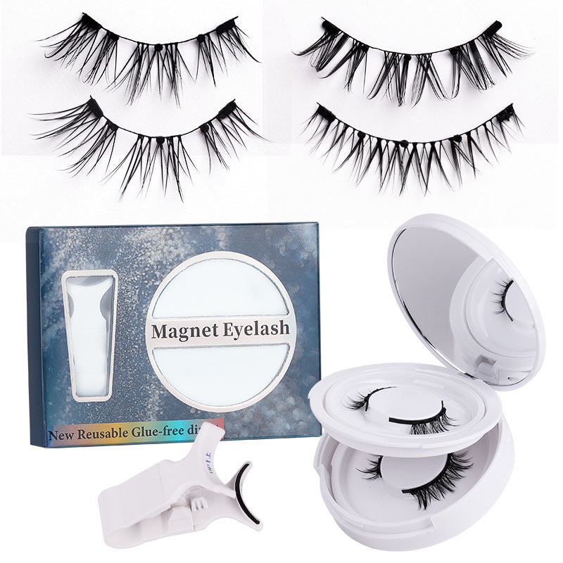 Pingdu magnetic false eyelashes amazon fashion thick strong magnetic 2 pairs black stem eyelash curler suit factory wholesale