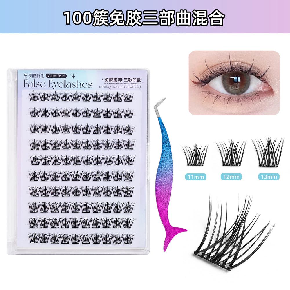 popular segmented glue-free false eyelashes, formaldehyde-free female natural mother-like lower eyelashes, fox eyelashes wholesale