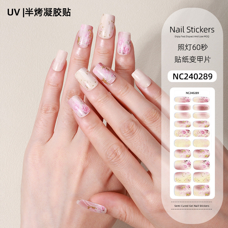 Zhengxiang custom christmas gel nail stickers - cartoon snowflake plaid european & american cross-border uv semi-cured nail decals