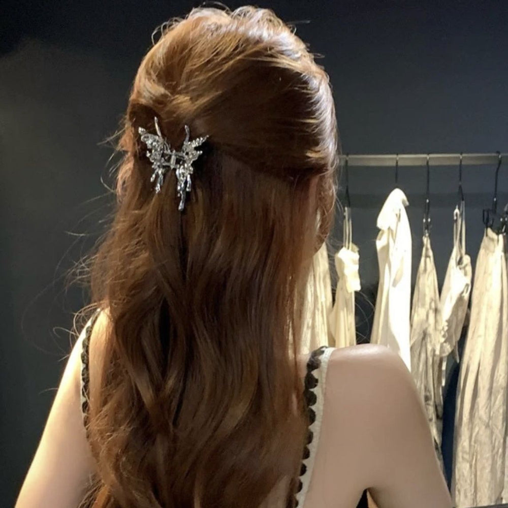 Metal liquid butterfly hair clip for women half-hair grabber, back of head grabber, small shark clip hair grabber, headwear
