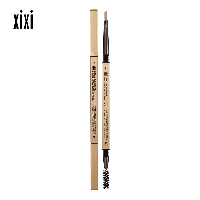 Makeup xixi small golden chopsticks double-ended eyebrow pencil extremely small triangle roots clear wild eyebrows waterproof anti-sweat and non-smudge