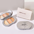 Qxqy natural fit tri-color concealer - glides on smoothly, brightens, covers blemishes, dark circles, and tear troughs - beginner-friendly concealer palette