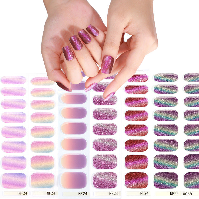 Zhengxiang custom gel nail art stickers waterproof uv light therapy nail polish film ins semi-cured nail stickers wholesale