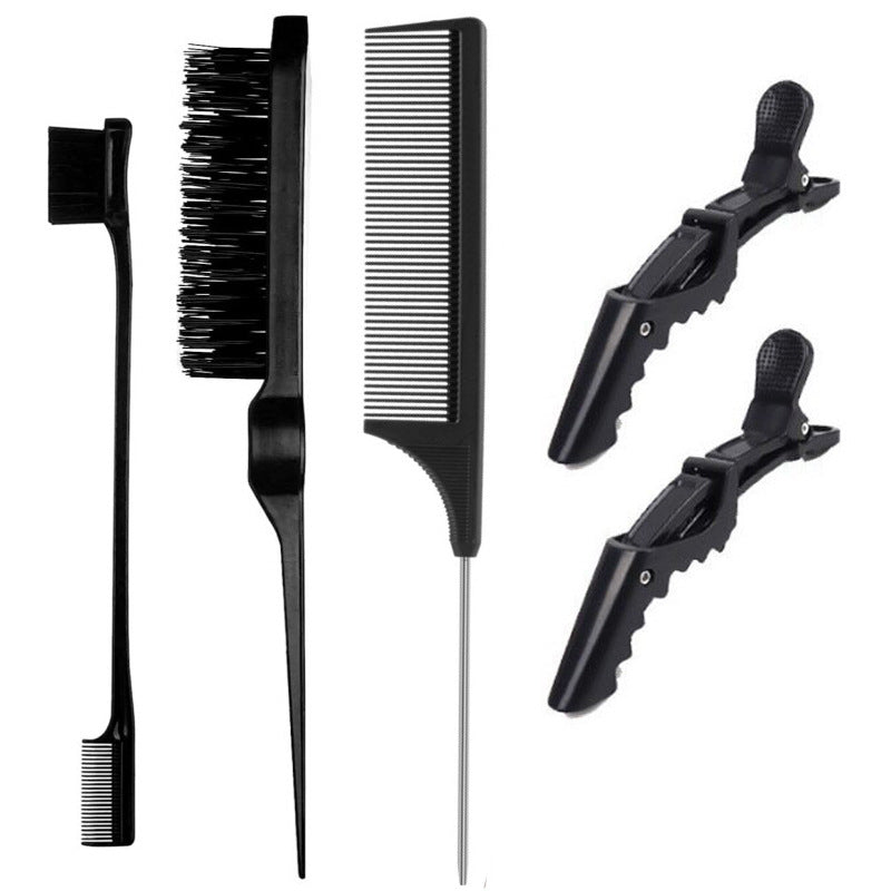 Manufacturer wholesale hair comb three-row plastic comb steel needle rat tail teasing comb eyebrow brush hairline brush styling tool