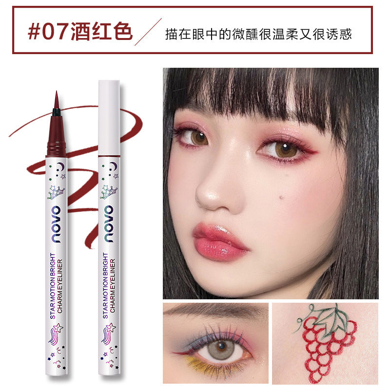 Novo colorful eyeliner for beginners: ultra-fine, soft bristles, waterproof, sweat-proof, long-lasting, smudge-proof liquid eyeliner